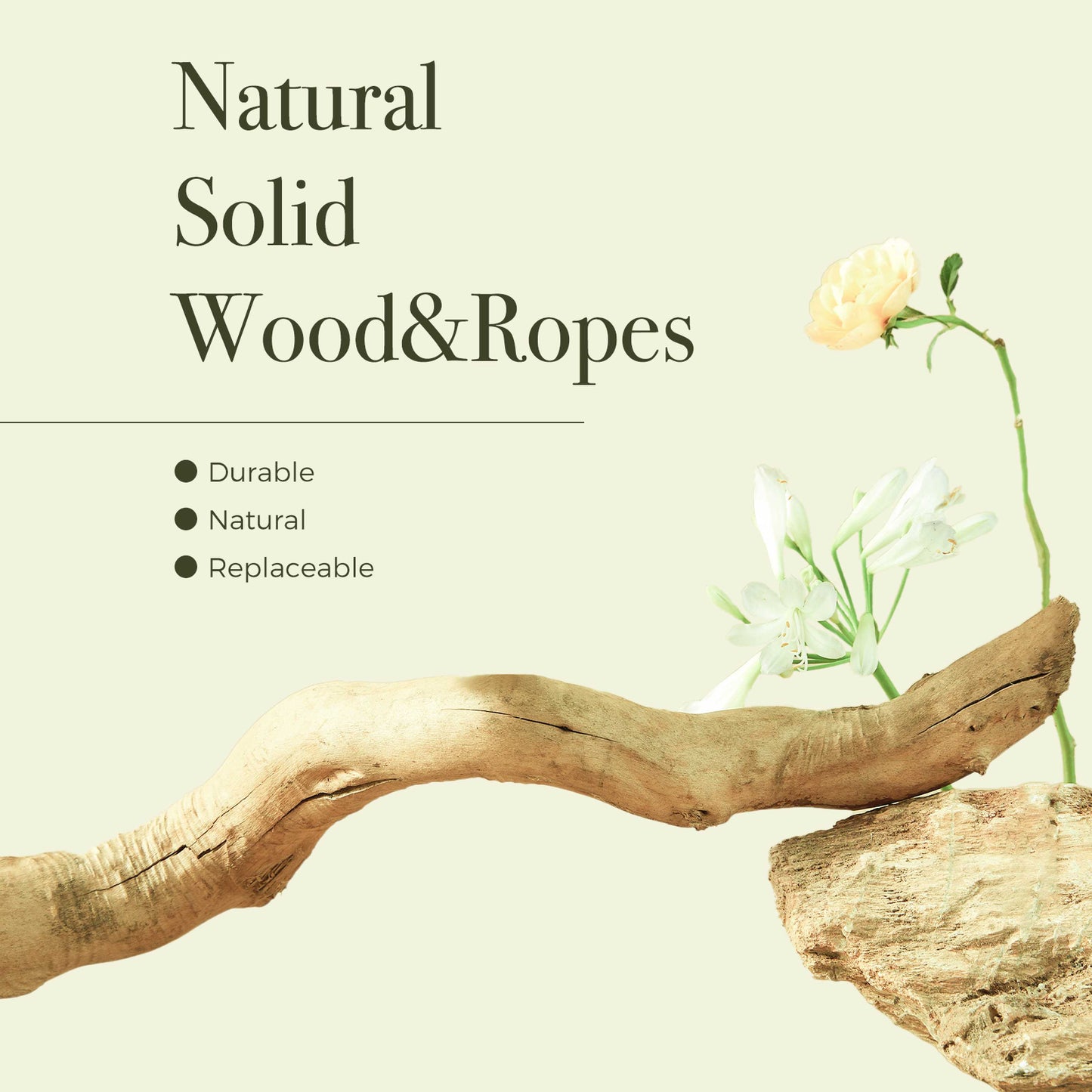 Luxury Solid Wood Cat Tree – 150cm Multi-Level Tower with Rattan Bed & Plush Hammocks