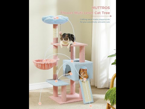Blue Flower Cat Tree with Scratching Posts