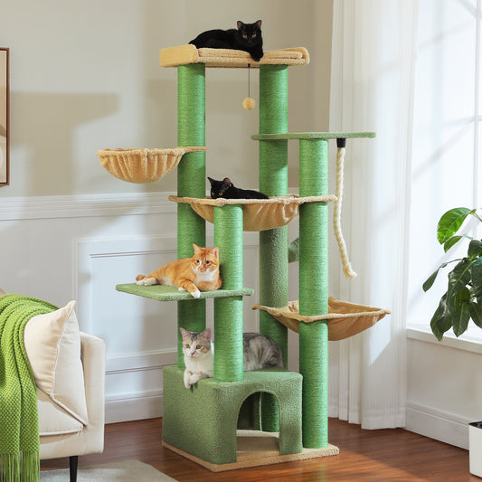169cm Extra-Large Multi-Level Cat Tower – Heavy-Duty Design for 6–8 Cats with XL Hammocks, Condo & Thick 11cm Scratching Posts