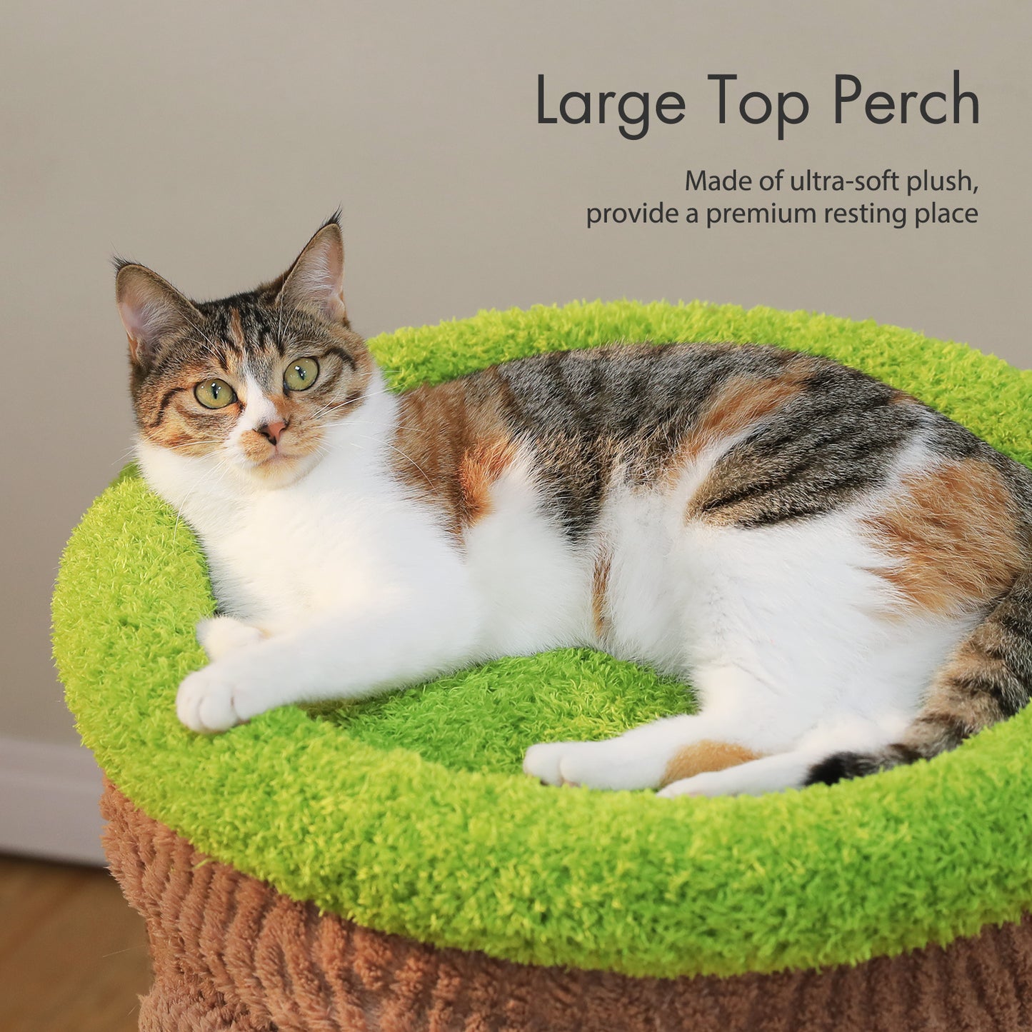 53.5 in (136 cm) Flower Cat Tree with Cat Condo, Solid Wood Scratching Posts & Washable Top Perch — for Cats up to 6.8 kg (15 lb)