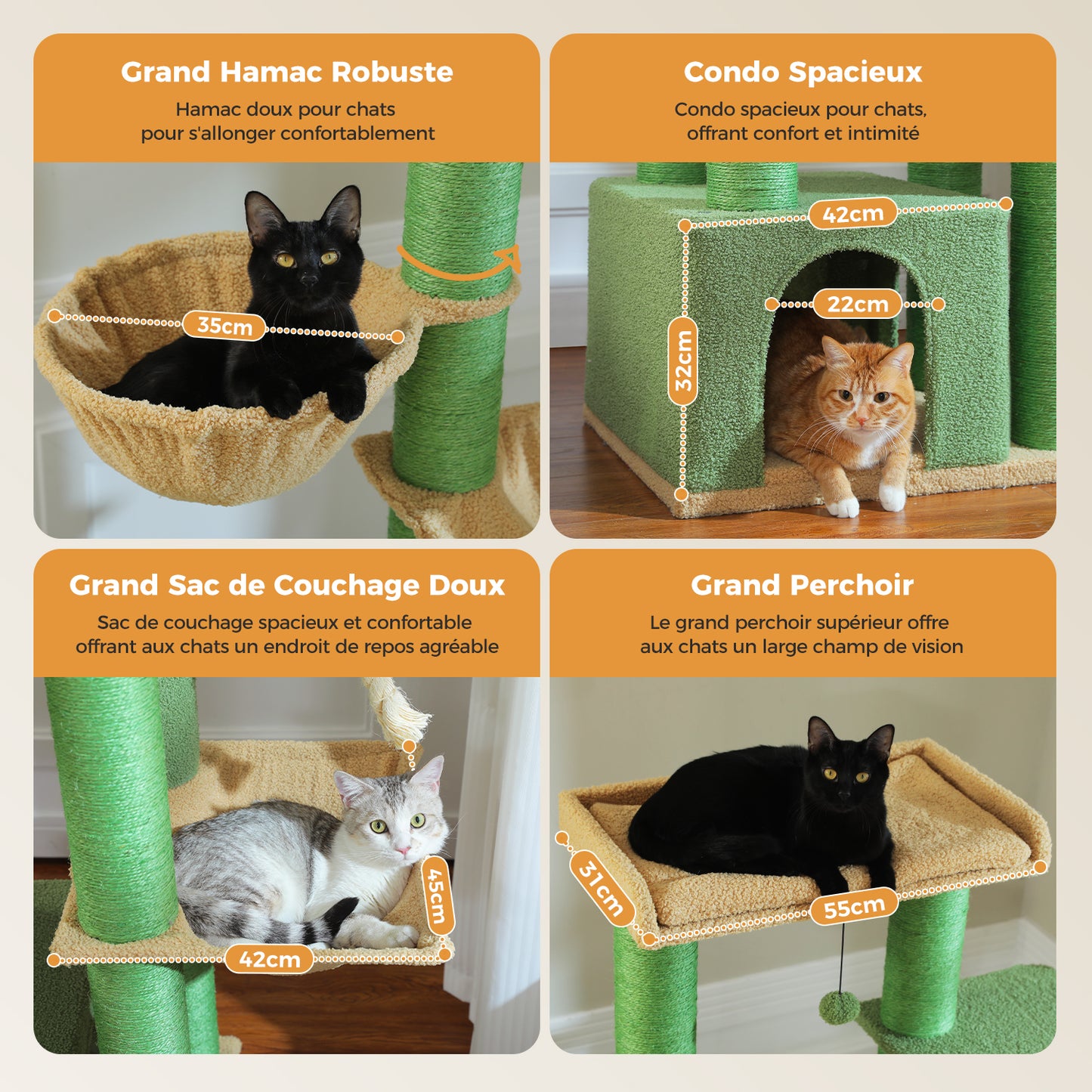 169cm Extra-Large Multi-Level Cat Tower – Heavy-Duty Design for 6–8 Cats with XL Hammocks, Condo & Thick 11cm Scratching Posts