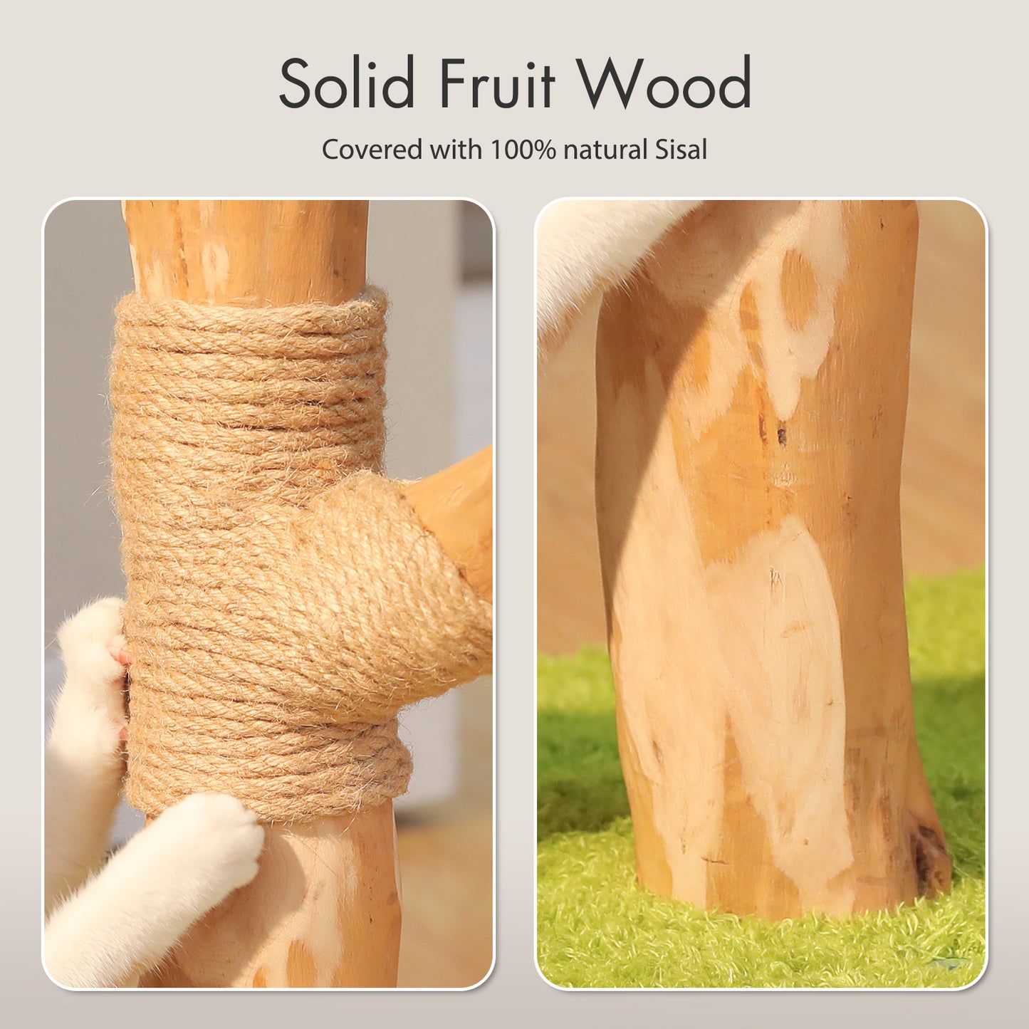 53.5 in (136 cm) Flower Cat Tree with Cat Condo, Solid Wood Scratching Posts & Washable Top Perch — for Cats up to 6.8 kg (15 lb)