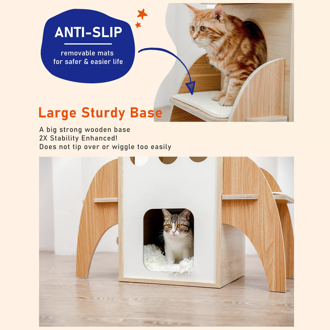 Pawz Road Rocket Shape Wooden Luxury Cat Tower