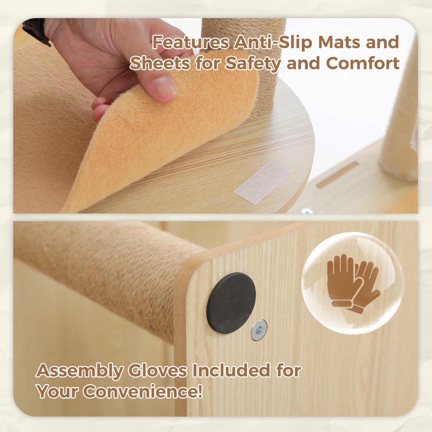 Modern 180cm Multi-Level Wooden Cat Tree with Acrylic Lounges & Extra-Large Top Cushion