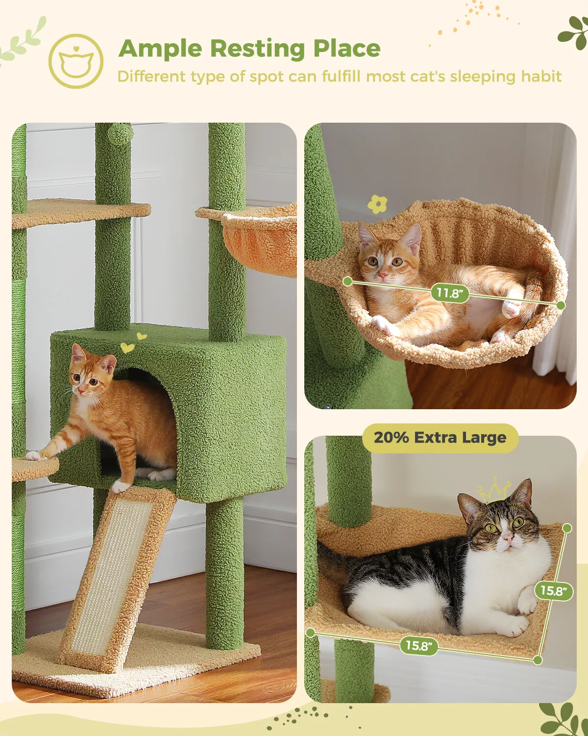 PAWZ Road 230cm-255cm Height Floor to Ceiling Cactus Cat Tree